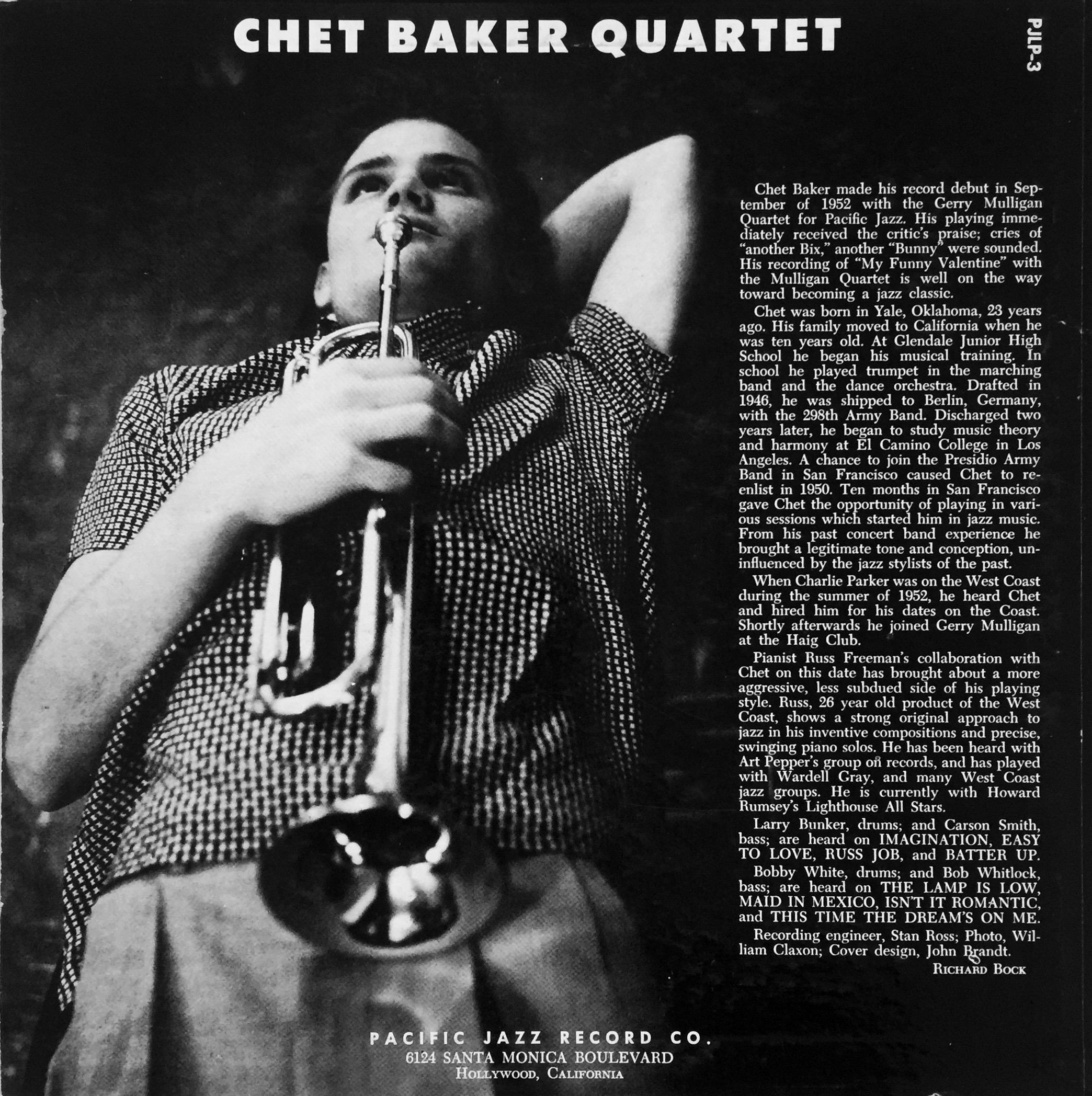 Chet Baker Quartet registrato presso Gold Star Studios, Los Angeles 1953