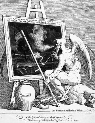"Time smoking a picture", acquaforte di William Hogarth, 1761.
