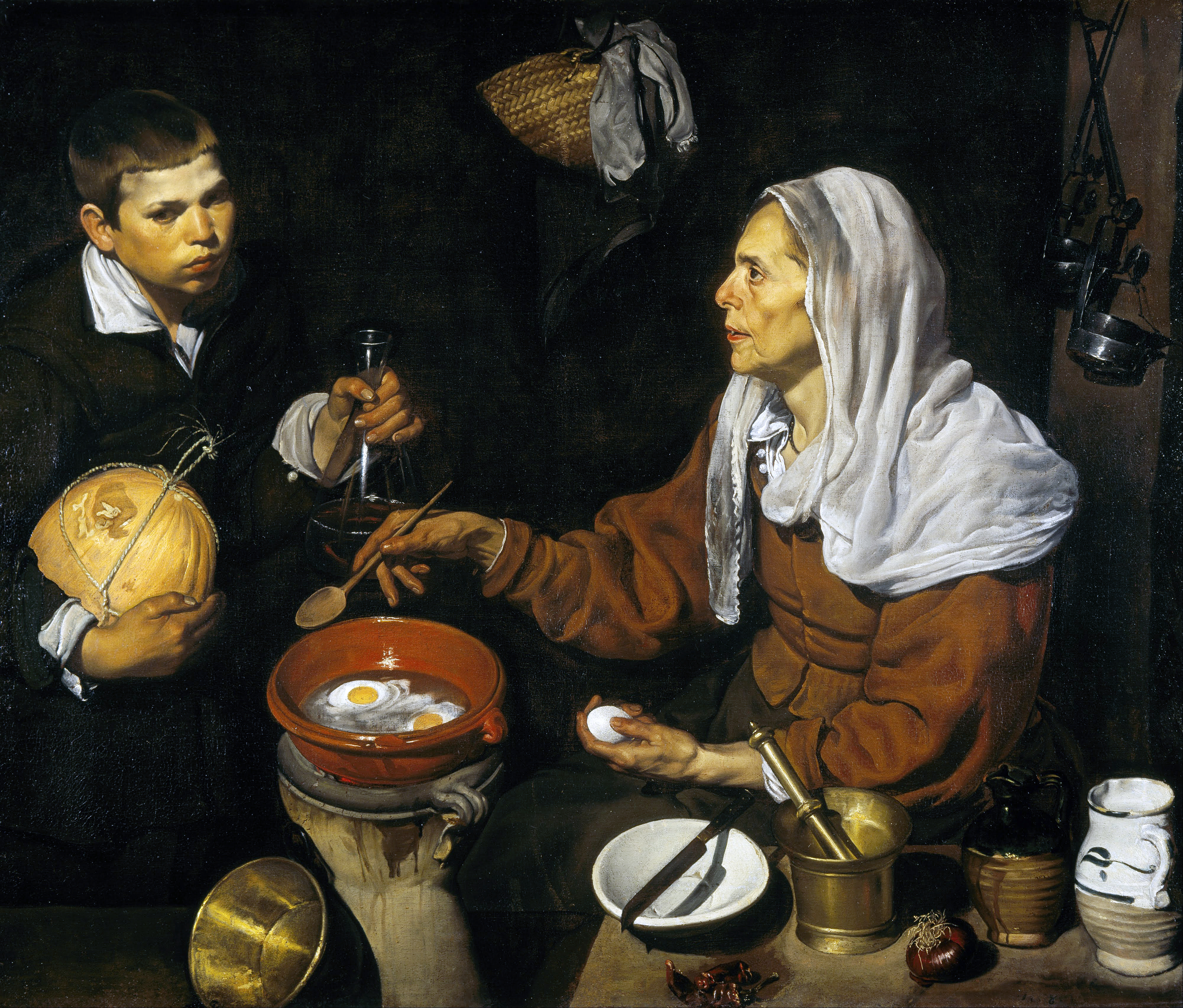 Diego Velazquez, "Vecchia che frigge le uova" (1618).