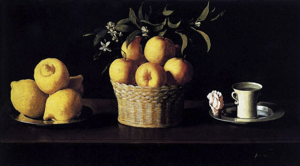 Francisco de Zurbarán Natura morta con limoni arance e una rosa (1633)