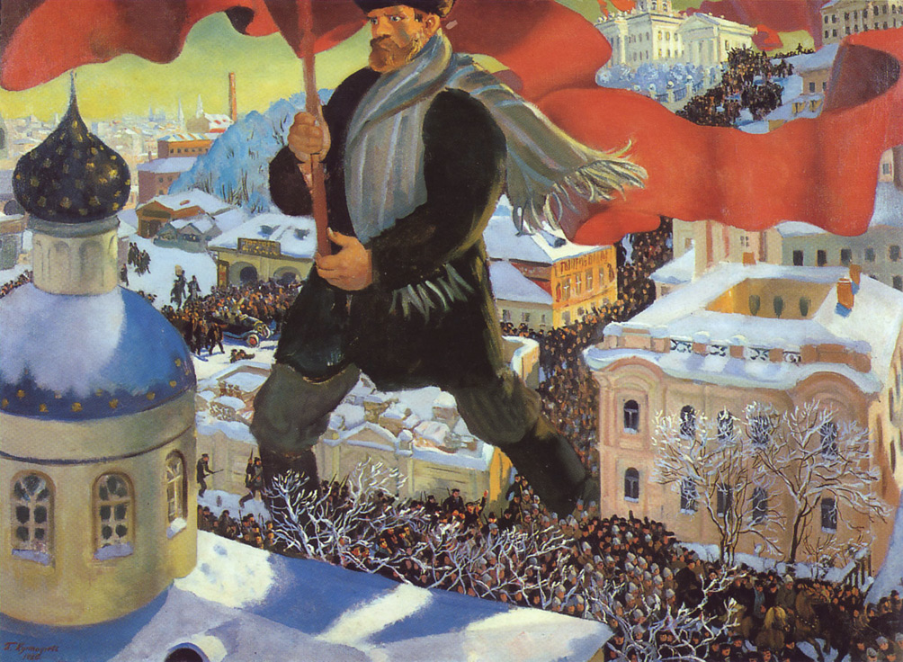 Il Bolscevico. Olio su tela di Boris Kustodiev 1920. Galleria Tretiakov, Mosca