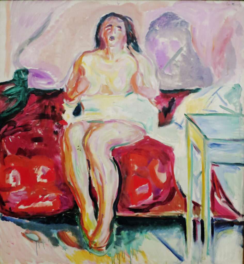 Sbadiglio mattutino. Olio su tela di Edvard Munch 1913